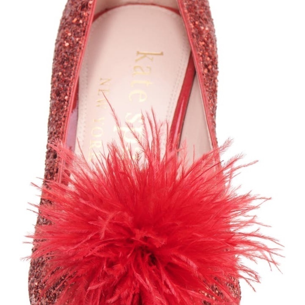 🆕kate spade new york Marabou PomPom All Over Glitter Pointed Toe Stiletto Pump - Picture 4 of 9